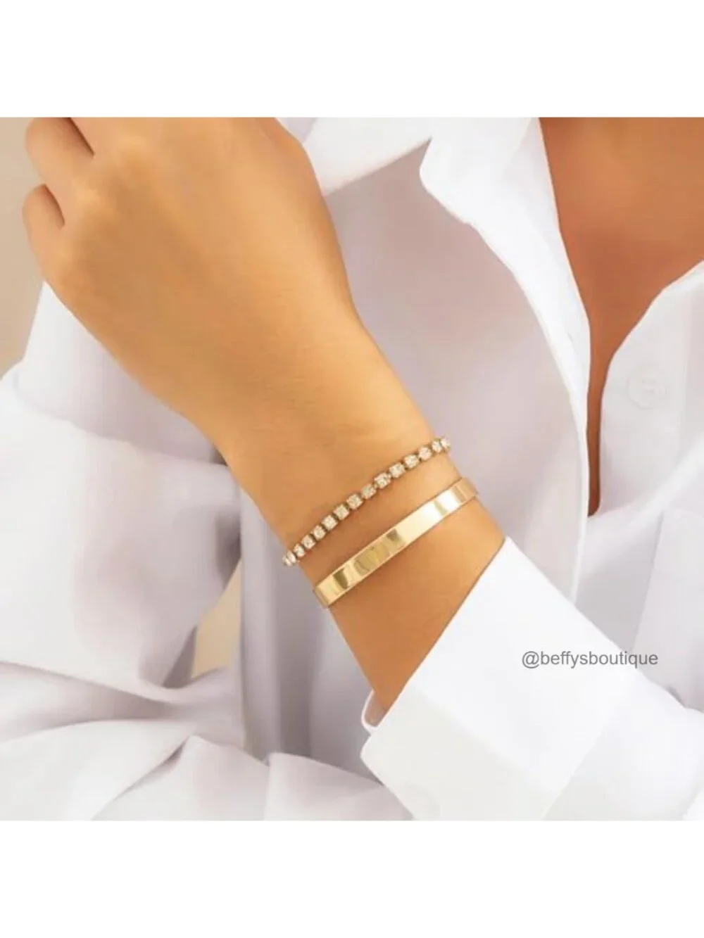 Women Gold Watch Bracelet Set Stainless Steel Gold Plated Square Wristwatch